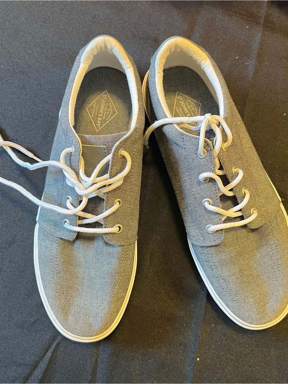 St. John's Bay Men's Light Gray Canvas Boat Shoes